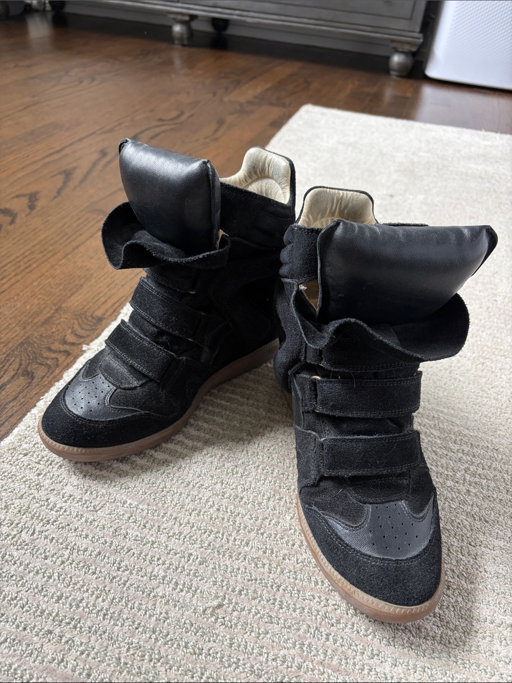 Isabel Marant Bekett Hidden Wedge High Top Sneaker, black